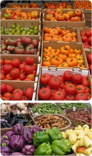 Colorful vegetables at a farmers market